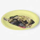 紙おもしろいプレートパグドッグ – あなたの色 – 文字 ペーパープレート (アングル)