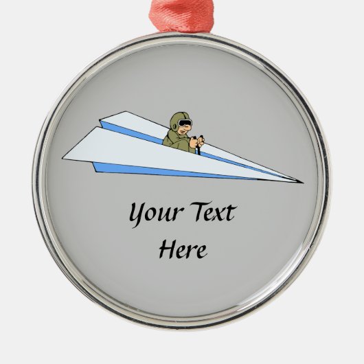 紙おもしろい飛行機パイロット メタルオーナメント (正面)