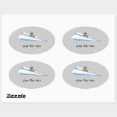 紙おもしろい飛行機パイロット 楕円形シール (シート)