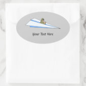 紙おもしろい飛行機パイロット 楕円形シール (バッグ)