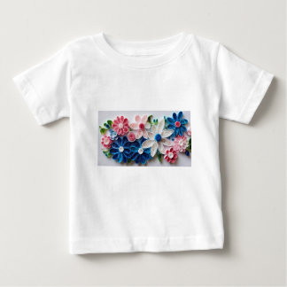 紙お洒落のクイル花 ベビーTシャツ