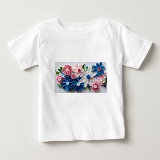 紙お洒落のクイル花 ベビーTシャツ (正面)