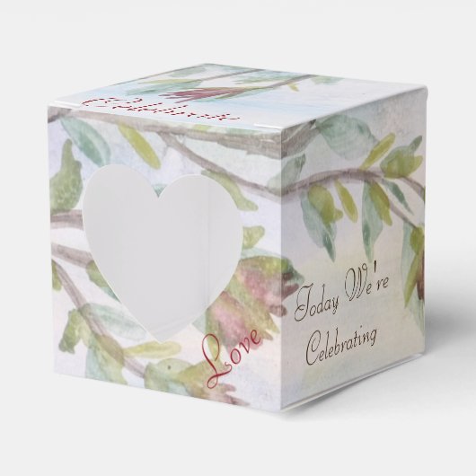 紙お祝いハート箱入りカップケーキ フェイバーボックス (正面サイド)