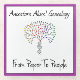 紙からピープルロゴ、紫 ガラスコースター