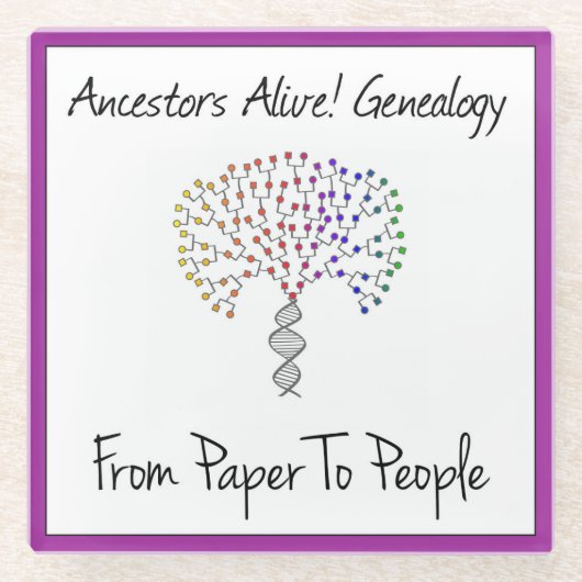 紙からピープルロゴ、紫 ガラスコースター (正面)