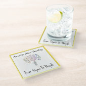 紙からピープルロゴ、黄色 ガラスコースター (アングル)