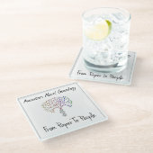 紙から人のロゴ、白 ガラスコースター (アングル)