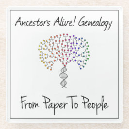 紙から人のロゴ、白 ガラスコースター