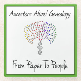 紙から人のロゴ、緑 ガラスコースター