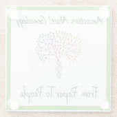 紙から人のロゴ、緑 ガラスコースター (裏面)