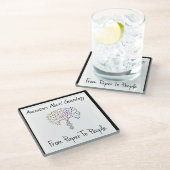 紙から人のロゴ、黒 ガラスコースター (アングル)