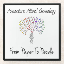 紙から人のロゴ、黒 ガラスコースター