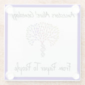 紙から人物のロゴ、青 ガラスコースター (裏面)