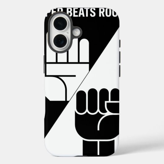 紙が石を破る - シンプルな白黒アート Case-Mate iPhoneケース (裏面)
