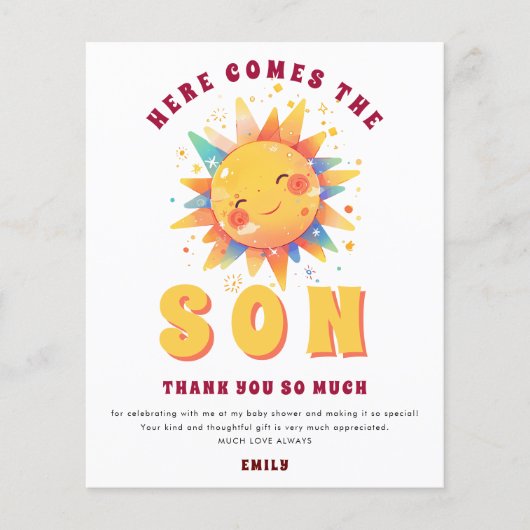 紙こ来この息子の赤ちゃんシャワーありがとう チラシ (正面)