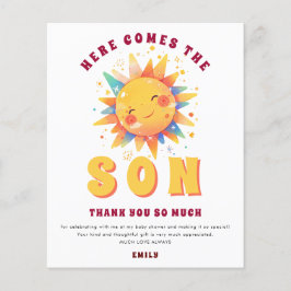 紙こ来この息子の赤ちゃんシャワーありがとう チラシ