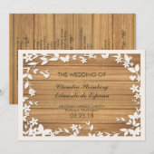 紙で作ったピカドのウェディング・招待状 - 愛らしい二羽の鳩 プログラム (正面/裏面)