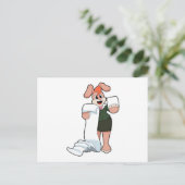 紙と一緒に秘書としてウサギ ポストカード (スタンド正面)