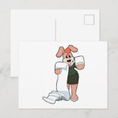 紙と一緒に秘書としてウサギ ポストカード (正面/裏面)