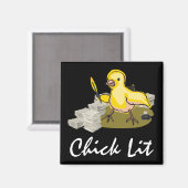 紙と羽のクイルを持つシックなライター マグネット (正面/裏面)