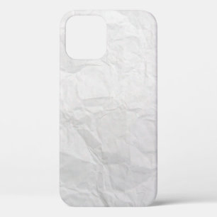 紙にしわが寄った白いかわいいテクスチャ iPhone 12ケース