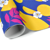 紙にレモンとピンクのを包葉む ラッピングペーパー (ロールコーナー)