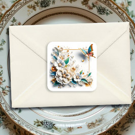 紙のクイルエレガント花 スクエアシール