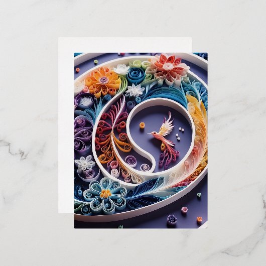 紙のクイル芸術はファンタジーのエーテル型枠である 箔シーズンポストカード (正面/裏面)