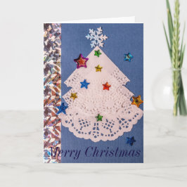 紙のクリスマスツリーのグリーティングカード シーズンカード
