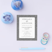 紙のグリッター シルバー ホワイト 婚約パーティー 招待状 チラシ (シングル)