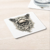 紙のコースターと"Wings of Destiny"アート スクエアペーパーコースター (アングル)