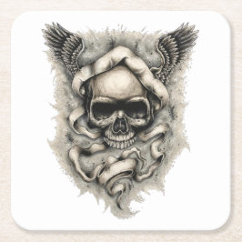 紙のコースターと"Wings of Destiny"アート スクエアペーパーコースター