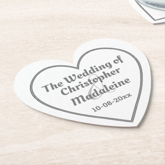 紙のコースターにシンプルな銀灰色の文字 ペーパーコースター (アングル)