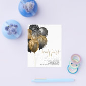 紙のゴールド ブラック バルーン 21歳のパーティー招待状 チラシ (シングル)