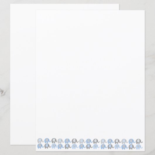 紙のシート - 青と灰色の象 (正面/裏面)