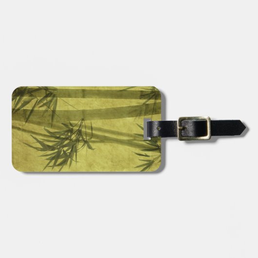 紙のタケの枝のシルエット ラゲッジタグ (正面横)