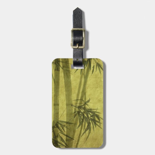 紙のタケの枝のシルエット ラゲッジタグ (正面縦)