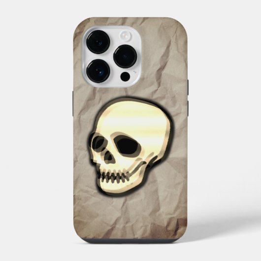 紙のテクスチャーの背景にドクロ iPhoneケース (裏面)