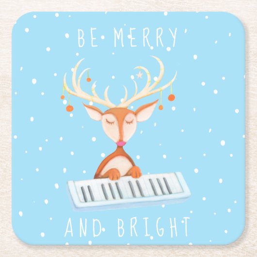 紙のトナカイのコースター スクエアペーパーコースター (正面)