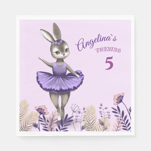 紙のナプキンかわいいバレリーナbunny. スタンダードランチョンナプキン (正面)