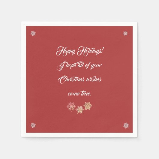 紙のナプキンとクリスマス・メッセージ スタンダードカクテルナプキン (正面)