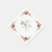 紙のナプキン色のフローラ結婚for スタンダードカクテルナプキン (角)