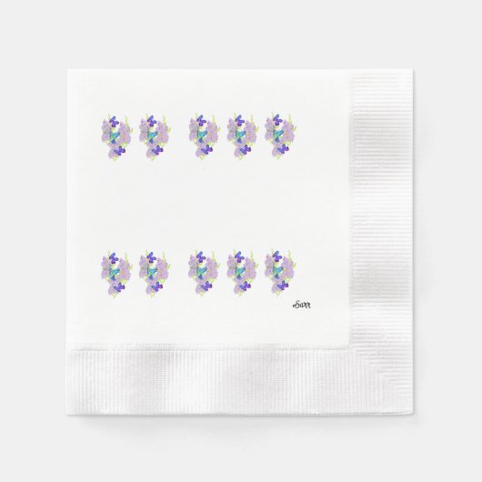 紙のナプキン:ハミングバードのある日 縁ありカクテルナプキン (正面)