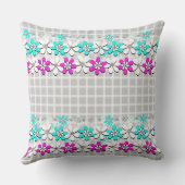 紙のネオンの灰色の白市松模様にの花 クッション (裏面)