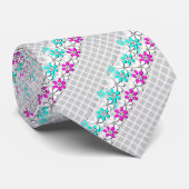 紙のネオンの灰色の白市松模様にの花 ネクタイ (ロール)