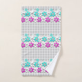 紙のネオンの灰色の白市松模様にの花 バスタオルセット (ハンドタオル)