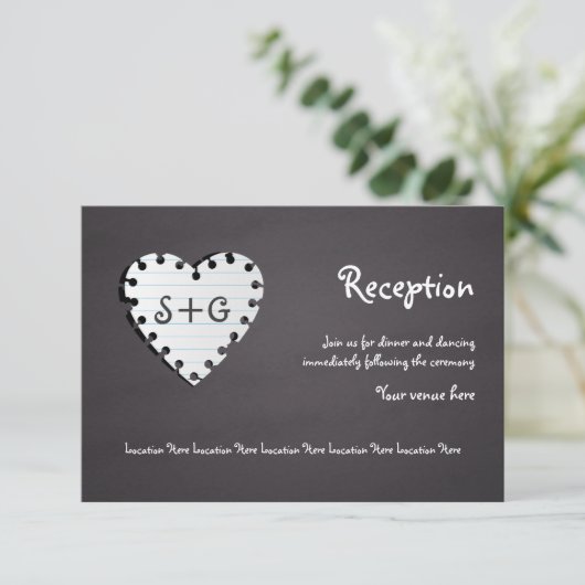 紙のハートの黒板, モノグラムの結婚式の披露宴 招待状 (スタンド正面)