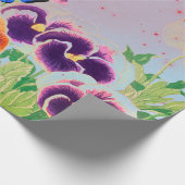 紙のパンジーを赤い星で包む ラッピングペーパー (角)