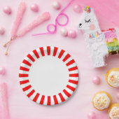 紙のパーソナライズ赤と白ストライププレート ペーパープレート (パーティー)