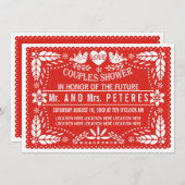 紙のピカド 赤い結婚式のカップルシャワーのペーパーアイテム 招待状 (正面/裏面)